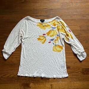 Anthropologie Deletta Yellow Floral Top